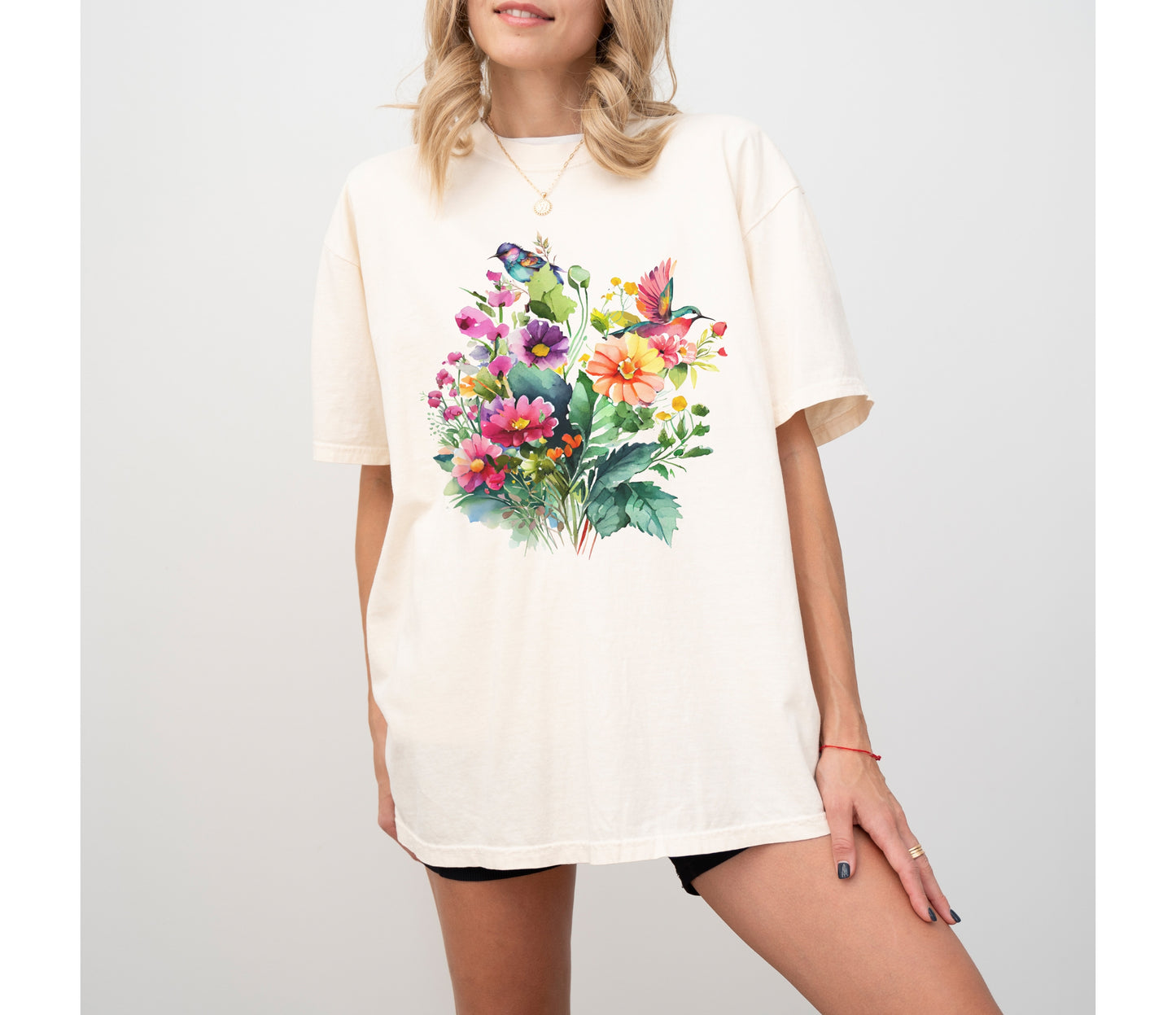 Floral Hummingbird Shirt