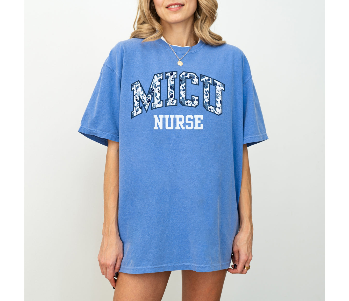 Floral MICU Nurse Shirt