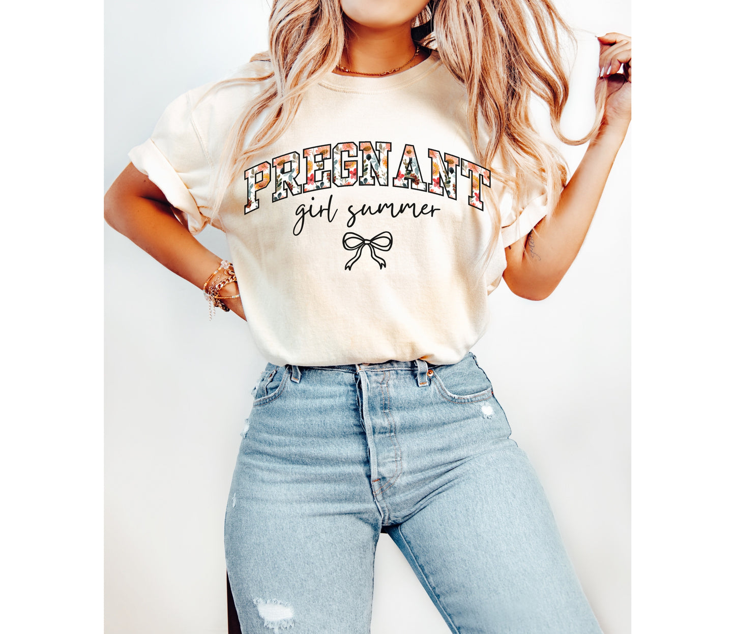 Floral Pregnant Girl Summer Shirt