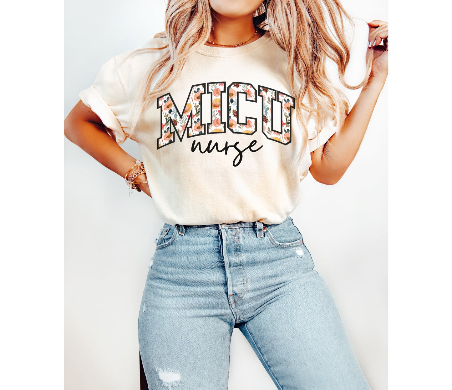 Floral MICU Nurse Shirt