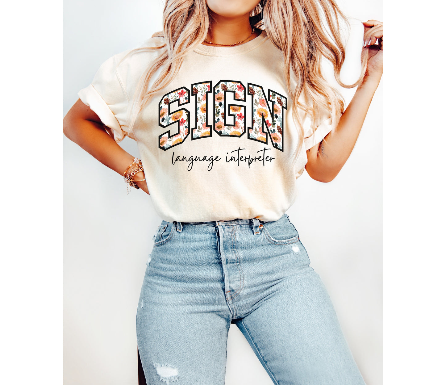 Floral Sign Language Interpreter Shirt