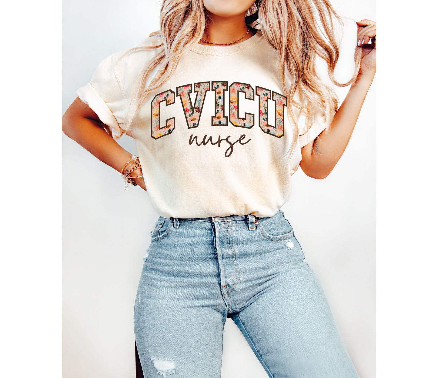 Floral CVICU Nurse Shirt