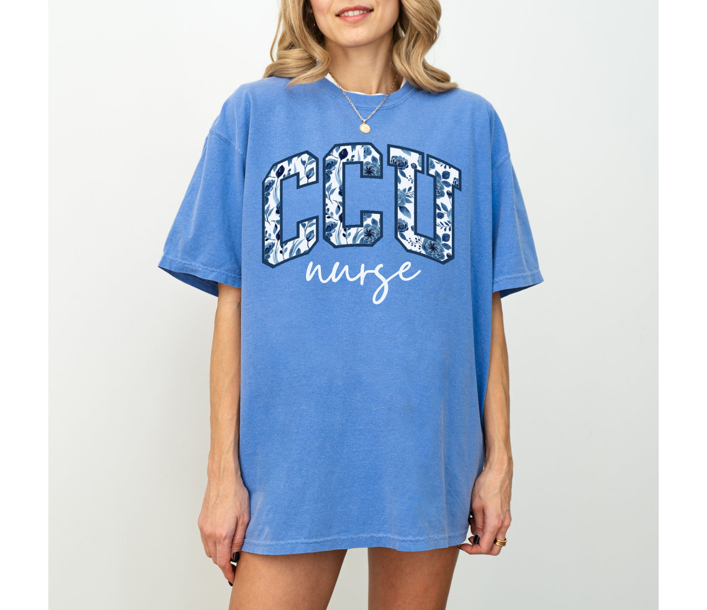 Floral CCU Nurse Shirt