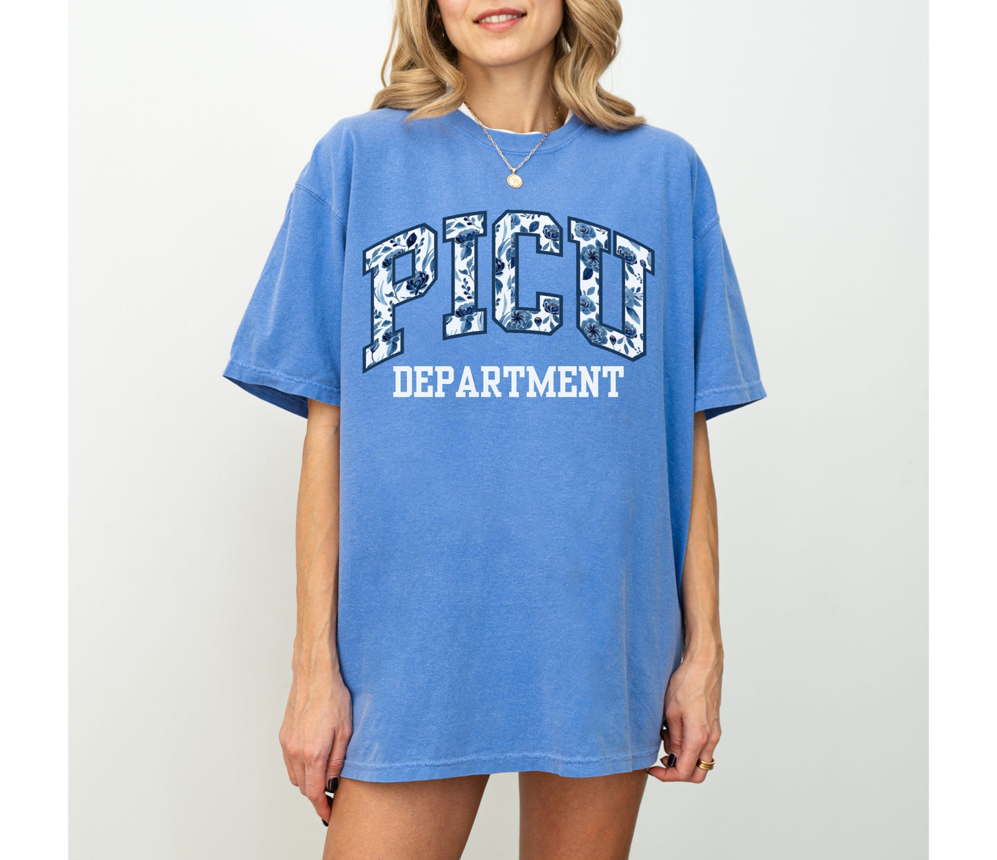 Floral PICU Department Shirt