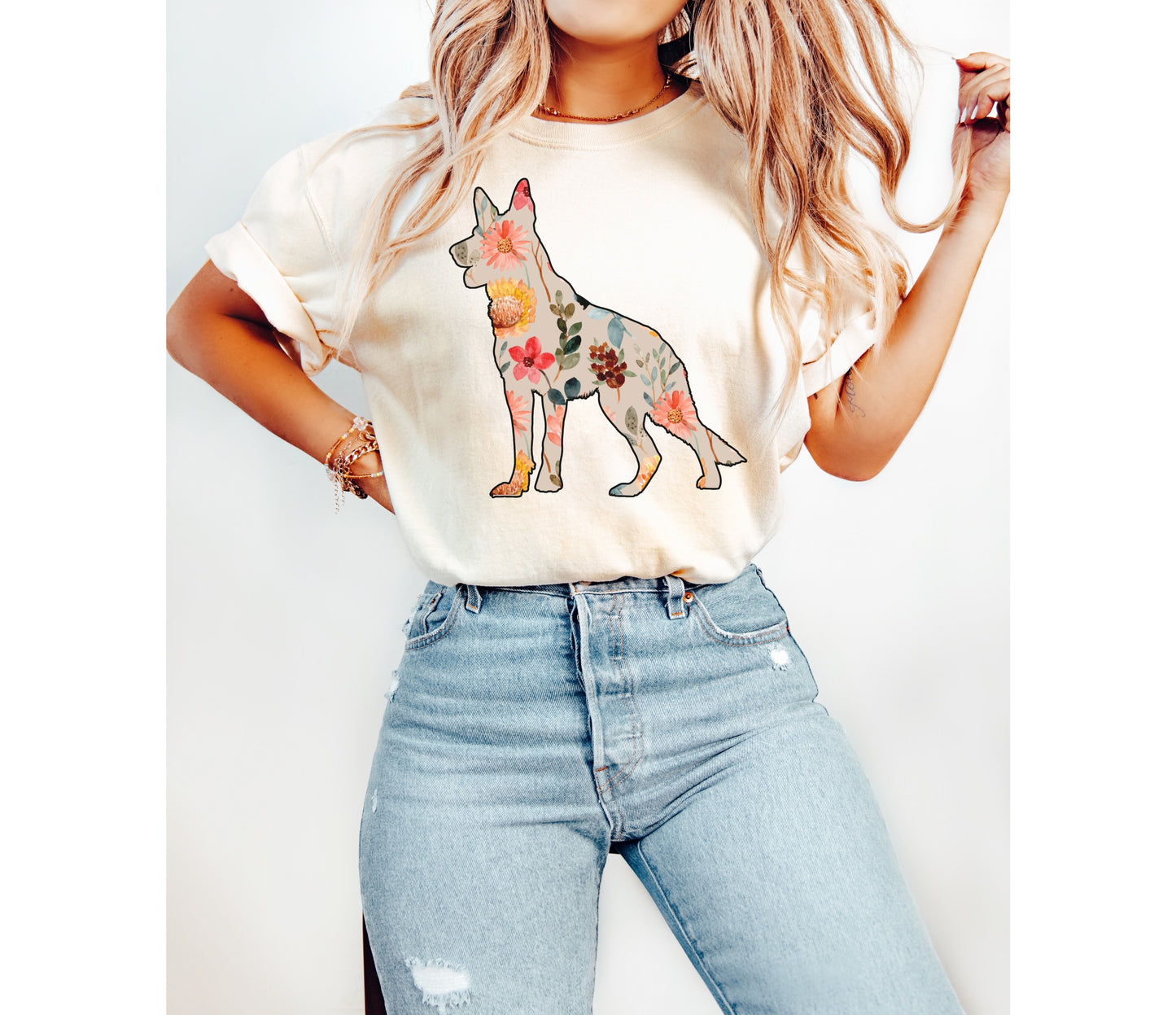 Floral German Shepherd Shirt